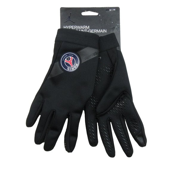 Jordan Hyper Warm Paris Saint-Germain PSG Gloves Men's Size Medium Black NEW - Picture 1 of 15